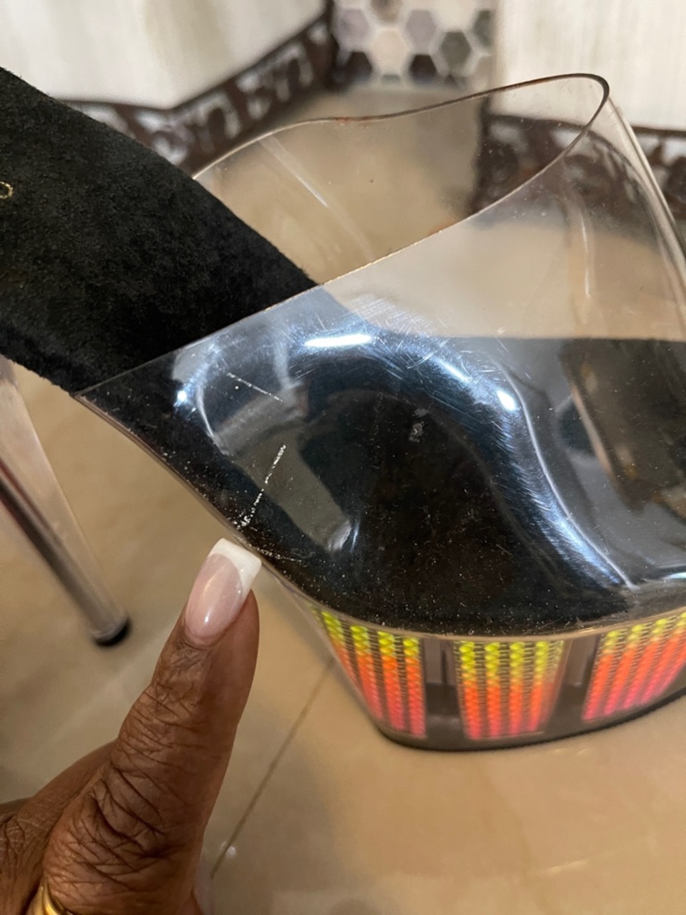 Pleaser Adore 701SRS Clear platform Heels in Rainbow size 11 - Picture 7 of 11